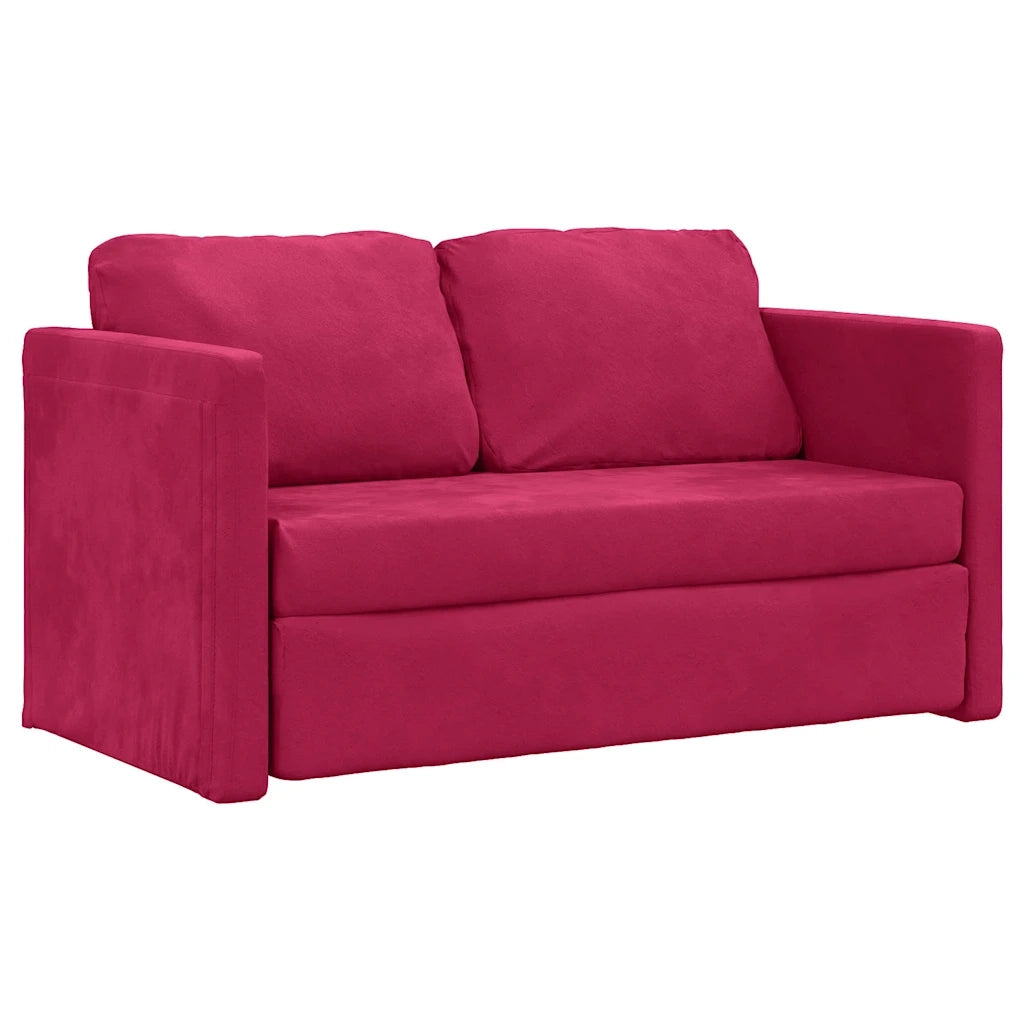 Divano letto | Sof¨¤ letto | Letto singolo da Terra 2 in 1 Rosso Vino 122x204x55cm Velluto