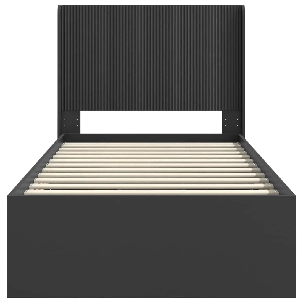 Struttura del letto con stoccaggio e testata Nero 75 x 190 cm 3413990