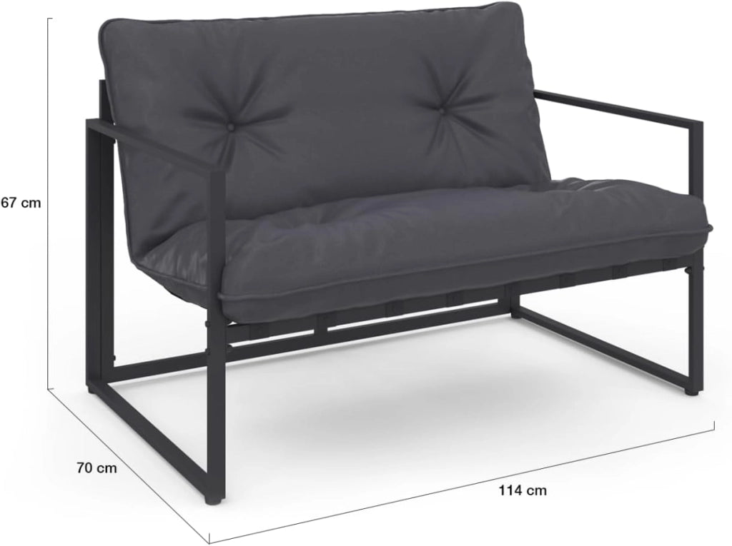 Set di mobili da Giardino Bassi Nairobi 6 posti in Acciaio Grigio Antracite