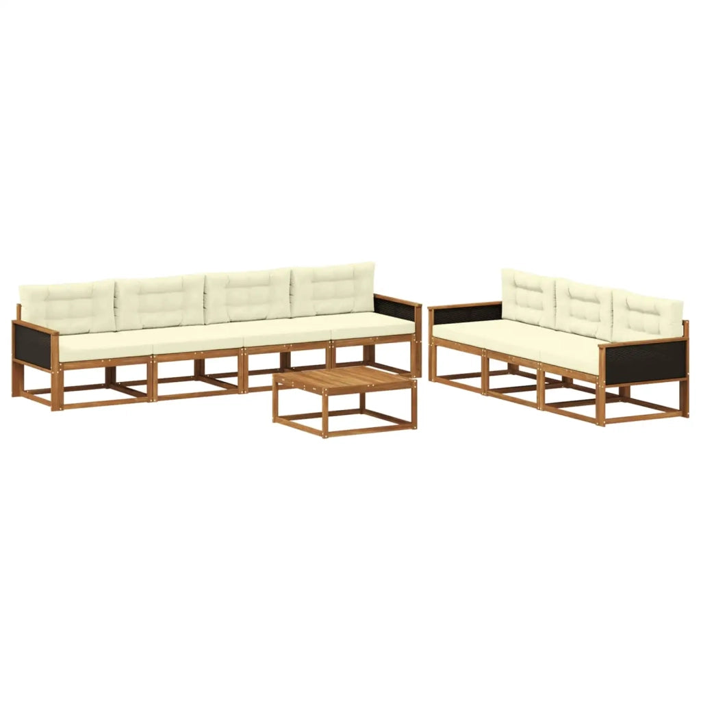 Set di divani da esterno con cuscino 8 pcs Naturale e Crema 3382393