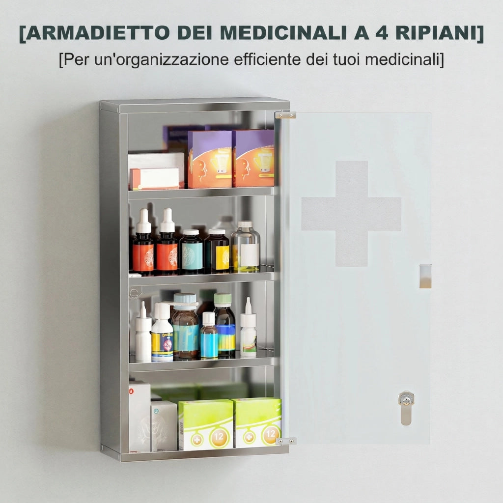 Armadietto Medicinale in Acciaio Inox ¨C Zephmum ¨C 30x12x60cm