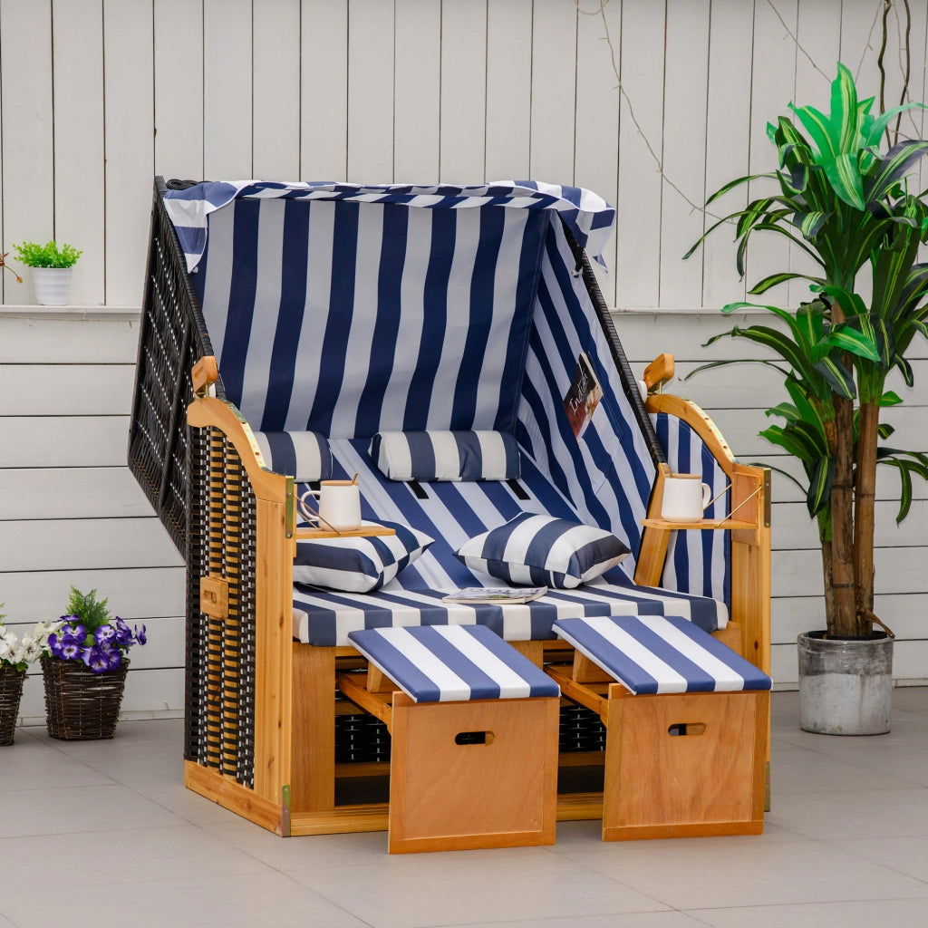 Strandkorb doppia con tetto e tavolino ¨C zephmum ¨C Blu