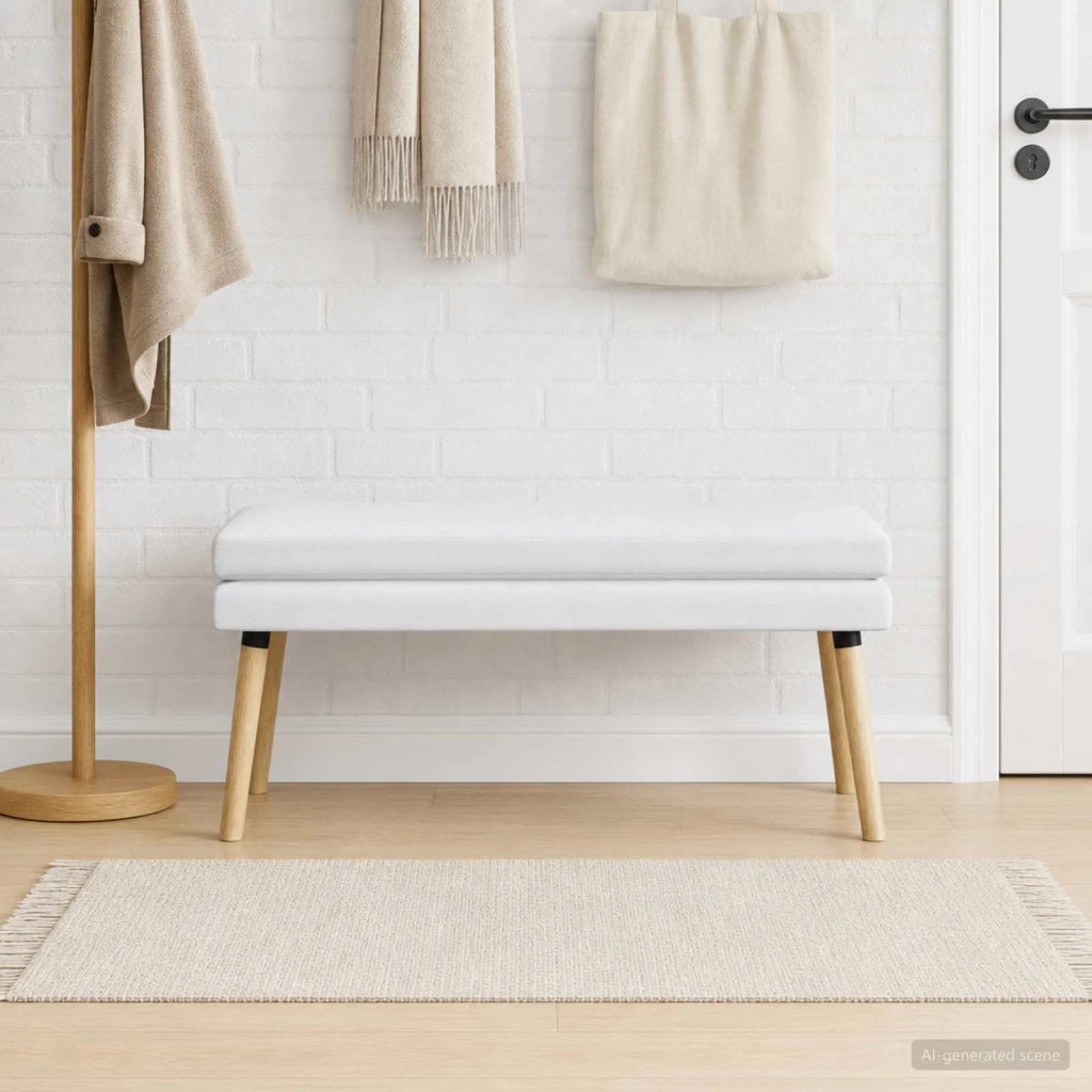 Panchina a doppio strato Bianco 110 x 40 x 47 cm Tessuto 42038456