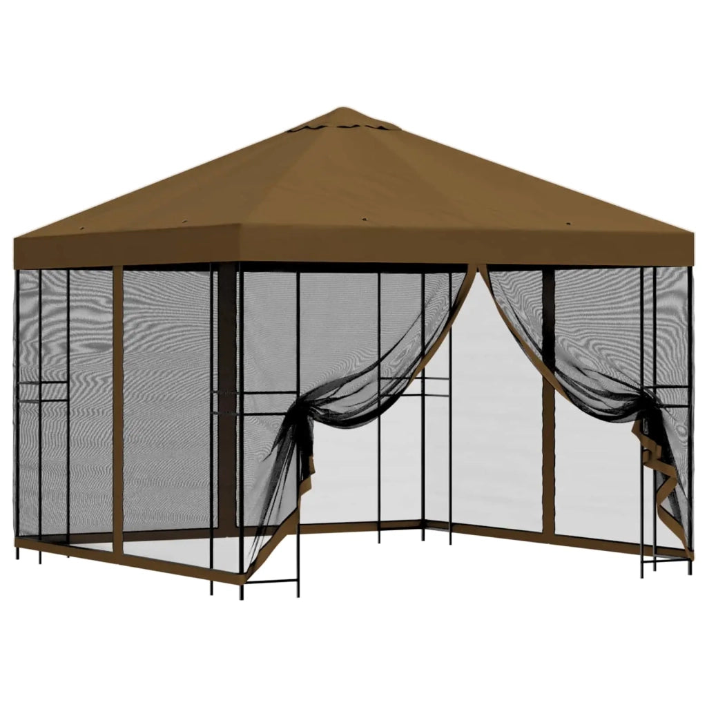 Gazebo da giardino con pareti laterali 3 x 3 m Tortora 900342