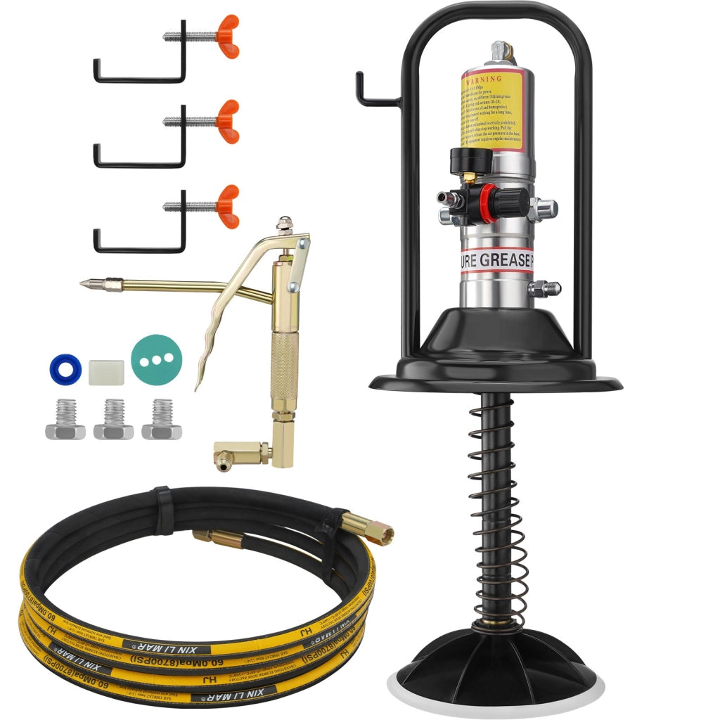 FF-23A Pompa Grasso Pneumatica a Secchio 50:1 con Tubo 4m Kit Lubrificazione in Alluminio Pressofuso per Officina e Bricolage 0,6-0,8 MPa