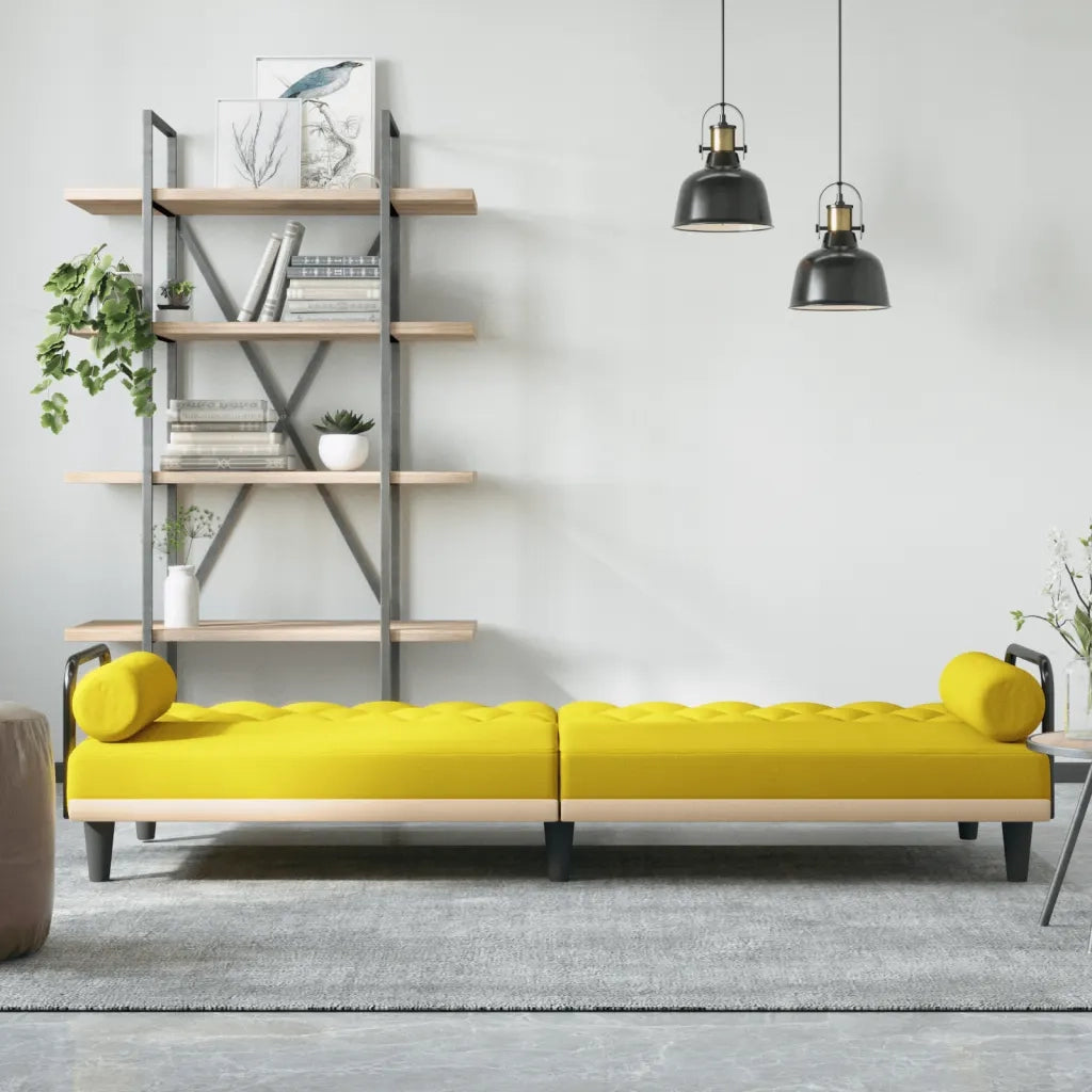 Divano letto | Sof¨¤ letto | Letto singolo con Braccioli Giallo Chiaro in Tessuto
