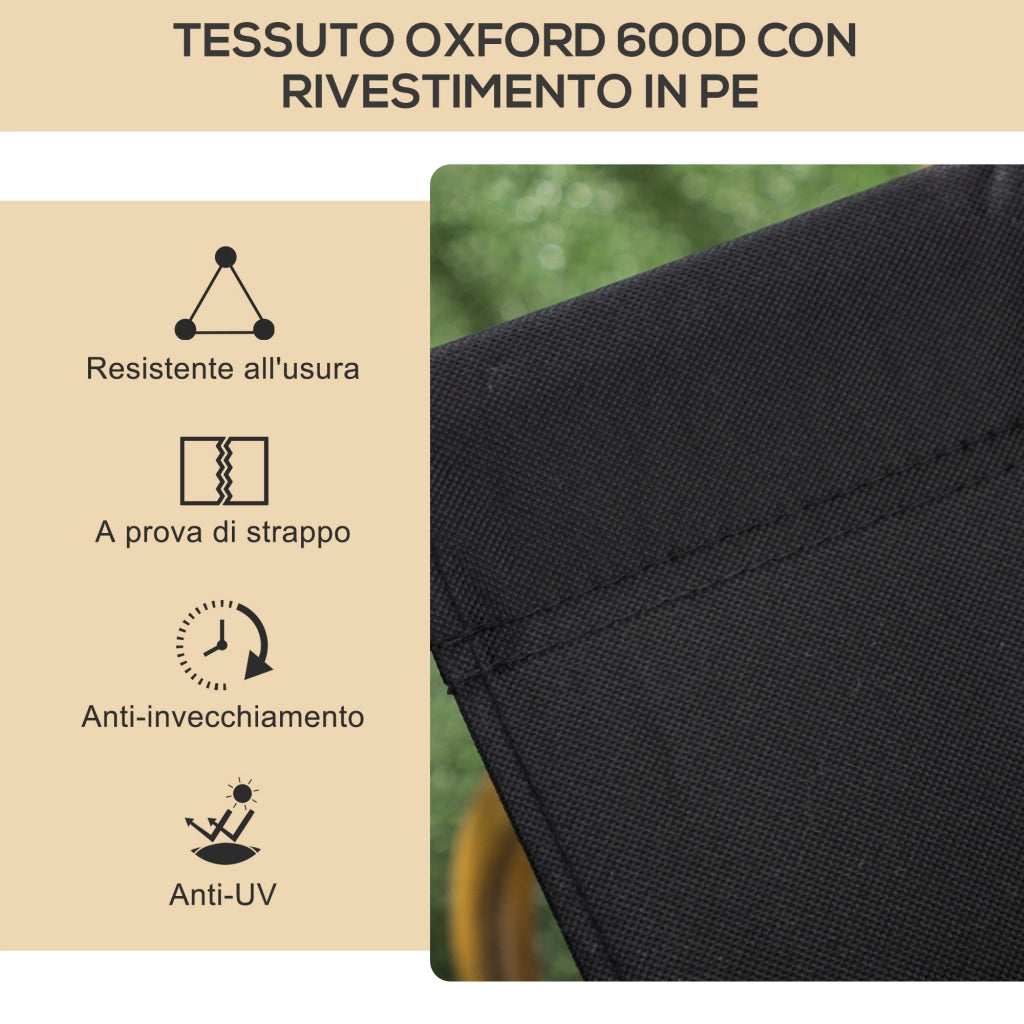 Sedia da Esterni Pieghevole con Braccioli ¨C Zephmum ¨C Tessuto Oxford Nero e Acciaio