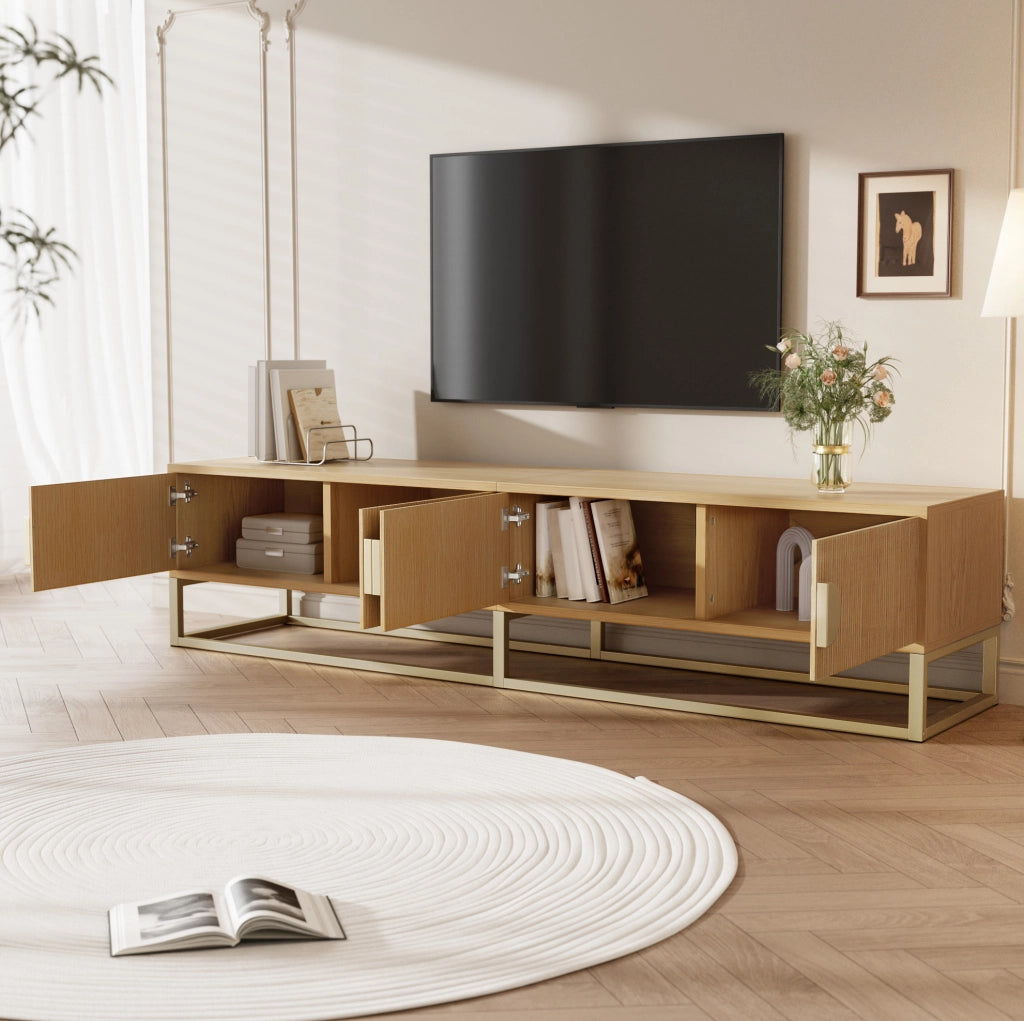 Mobile TV 180 cm color legno con 4 ante e maniglie semicircolari