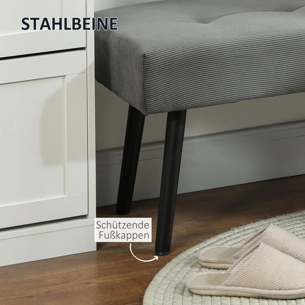 Panca imbottita con rivestimento in velluto a coste ¨C Xylo ¨C Grigio 100x36x45 cm