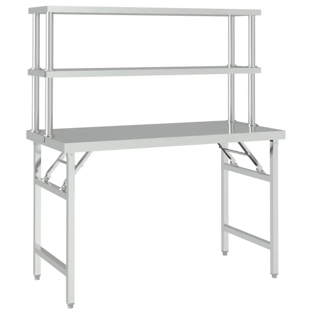 Tavolo Lavoro Cucina con Ripiano 120x60x145 cm Acciaio Inox CFW4671189