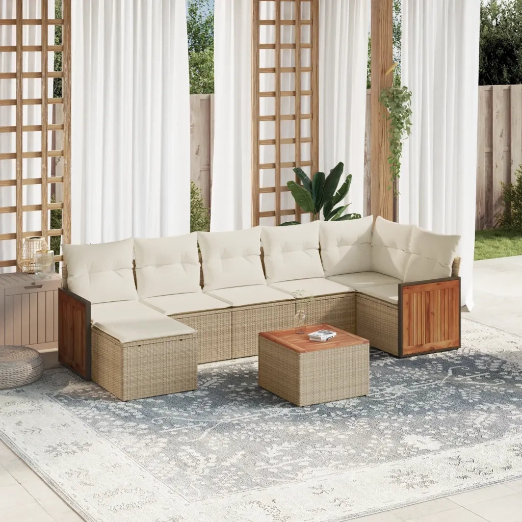 Set Divano da Giardino 8 pz con Cuscini Beige in Polyrattan 3260280
