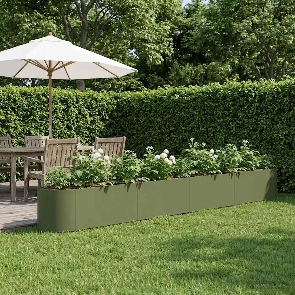 Letto rialzato da giardino Verde Oliva 380 x 40 x 40 cm Acciaio 8011736