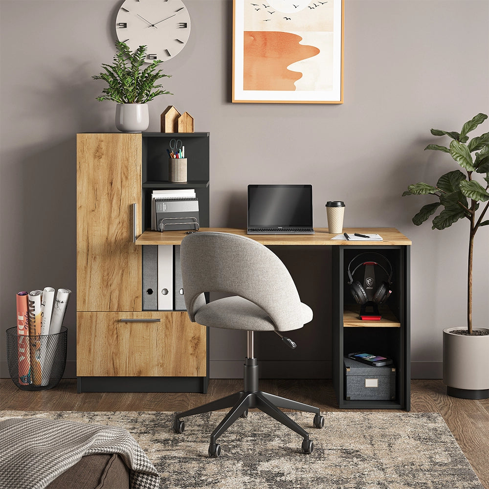 Vicco Mobiletto per PC Antracite/quercia dorata 28.5 x 50 cm 2 scomparti