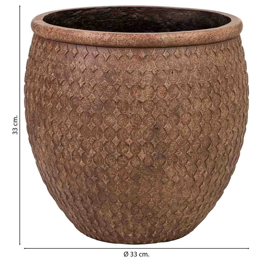 Vaso fibra di vetro marrone rossastro 33x33x33 cm
