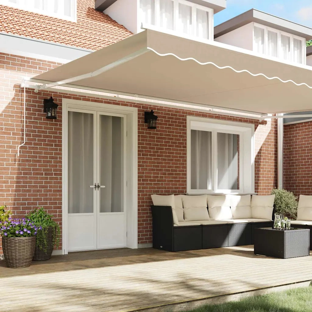 Tenda Retrattile Beige 500 × 350 cm Poliestere e Alluminio 3331525