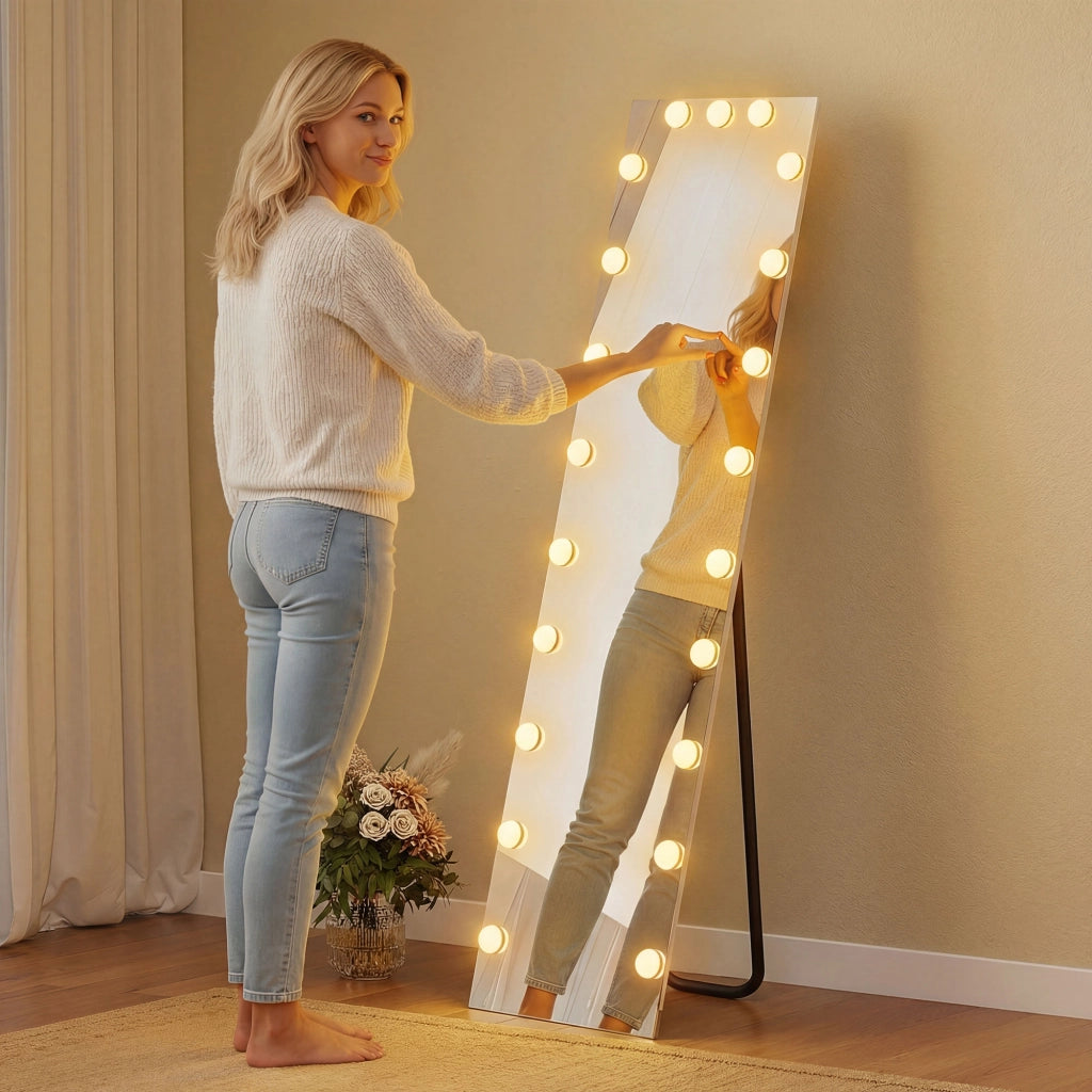 Specchio LED con supporto RGB 21 luci ¨C zephmum ¨C bianco 150x40 cm