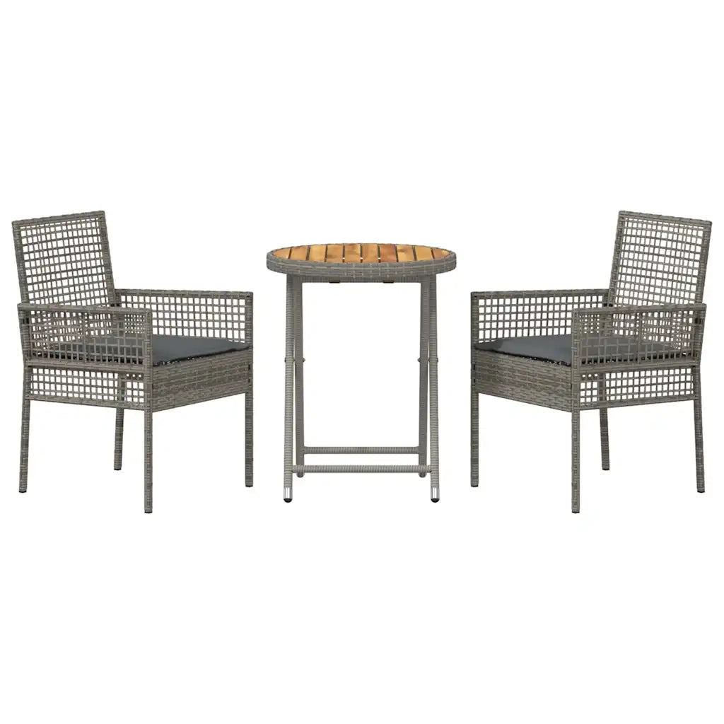 Set Bistro da Giardino 3 pz | Set Salotto da Giardino Grigio polyrattan