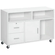 Mobile Porta Stampante con Cassetti, Mobiletto Multiuso per Ufficio e Casa, Bianco, 100x35x65cm