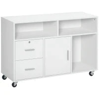 Mobile Porta Stampante con Cassetti, Mobiletto Multiuso per Ufficio e Casa, Bianco, 100x35x65cm