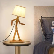 Lampada da tavolo in legno con maniglia creativa e lampadario rotondo, lampada per bambini, decorazione per la casa.