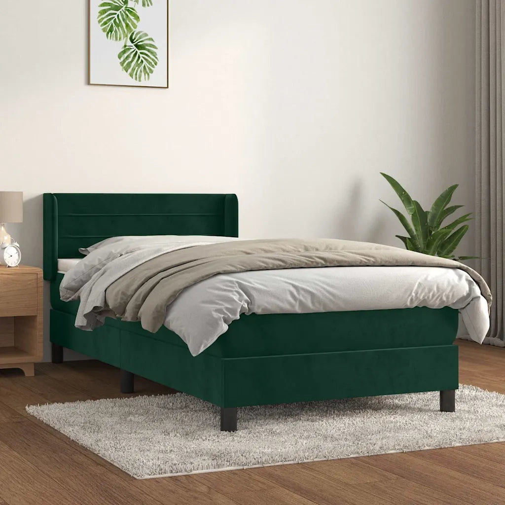 Giroletto a Molle con Materasso Verde Scuro 80x200 cm Velluto 3130988