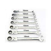 Trade Shop - Serie Set Kit 7 Chiavi Snodo A Cricchetto Flessibili In Valigetta Trasporto -