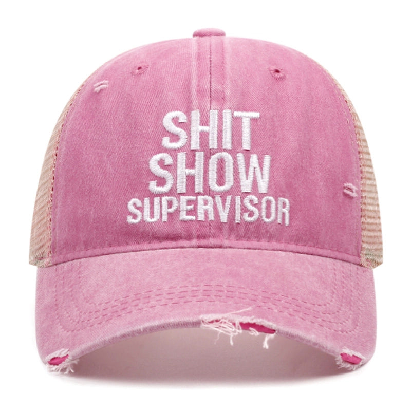 SUPERVISORE DI MERDA Cappellino da baseball con foro per il foro Cappellino da cowboy rosa
