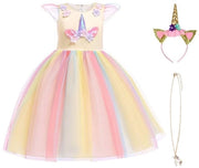 Costume da Principessa - Unicorno - Abito da Teatro - Cappello - Collana - Età 2-10 Anni