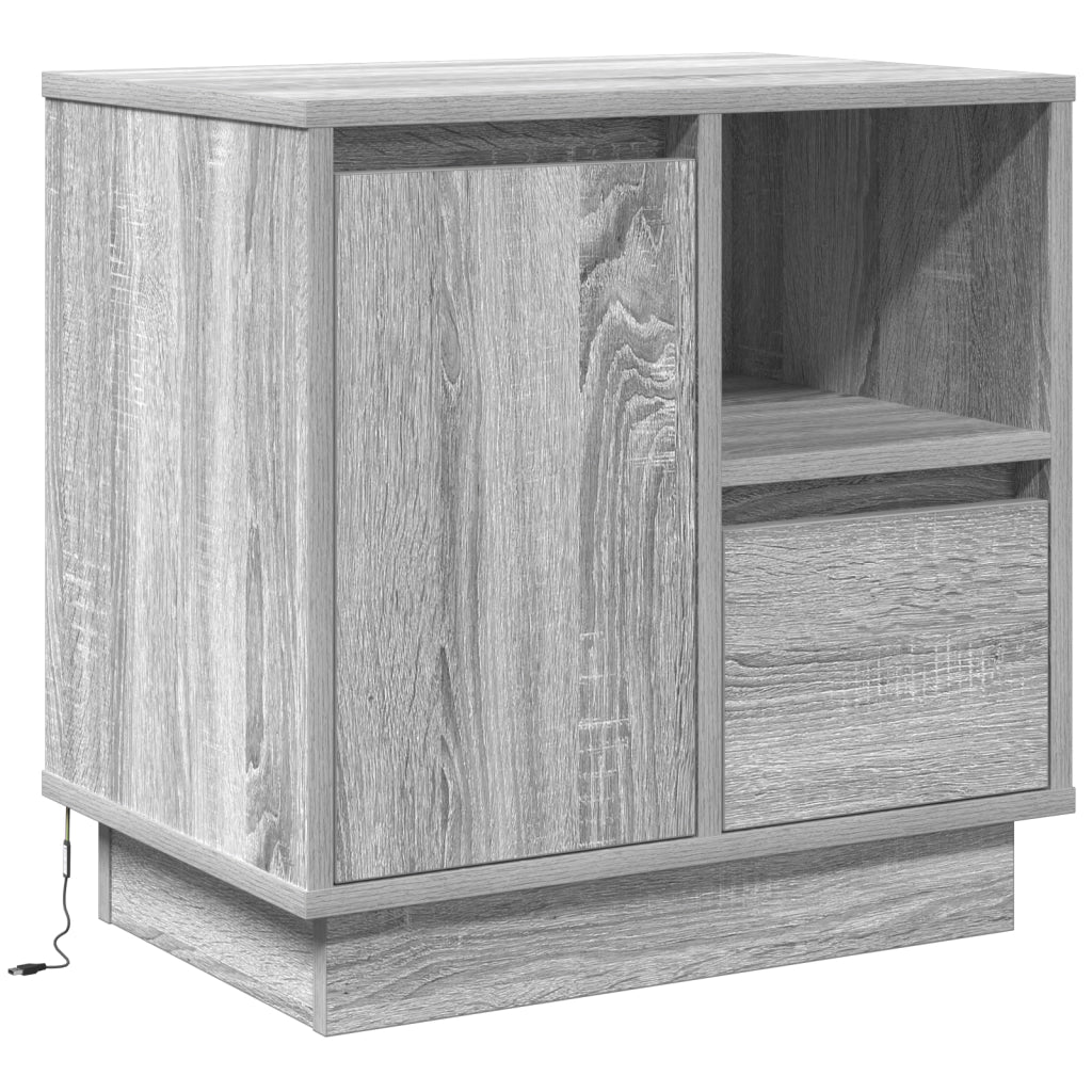 Mobilini da notte con LED 2 pezzi Grigio Sonoma 50x34,5x50 cm