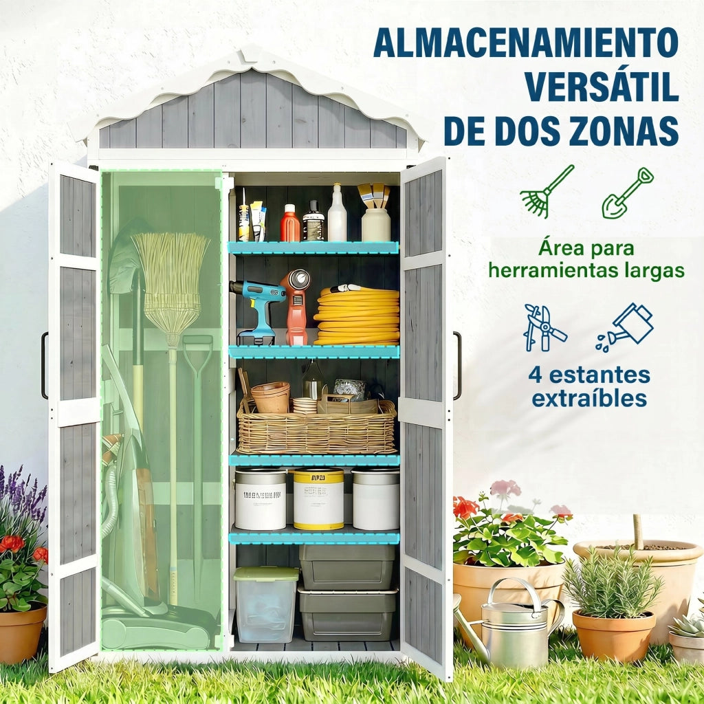 Armadio da Giardino in Legno ¨C zephmum ¨C Grigio 105x55x179 cm