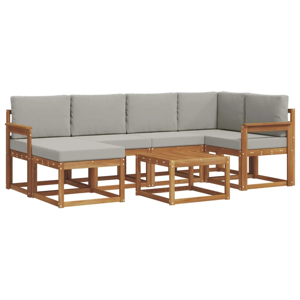 Set di divani da esterno 7 pcs Grigio Naturale e Chiaro