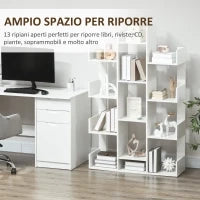 Mobile Libreria ad Albero con 13 Ripiani in Legno Truciolare, 96x30x150cm