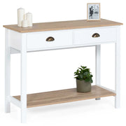 IDMarket - Consolle country a 2 cassetti ISIS 1 ripiano legno e bianco