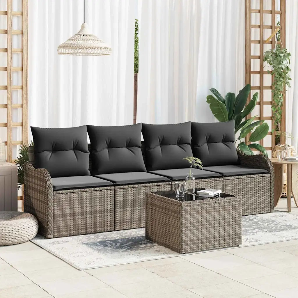Set Divano da Giardino | Set Salotto da Giardino Grigio polyrattan