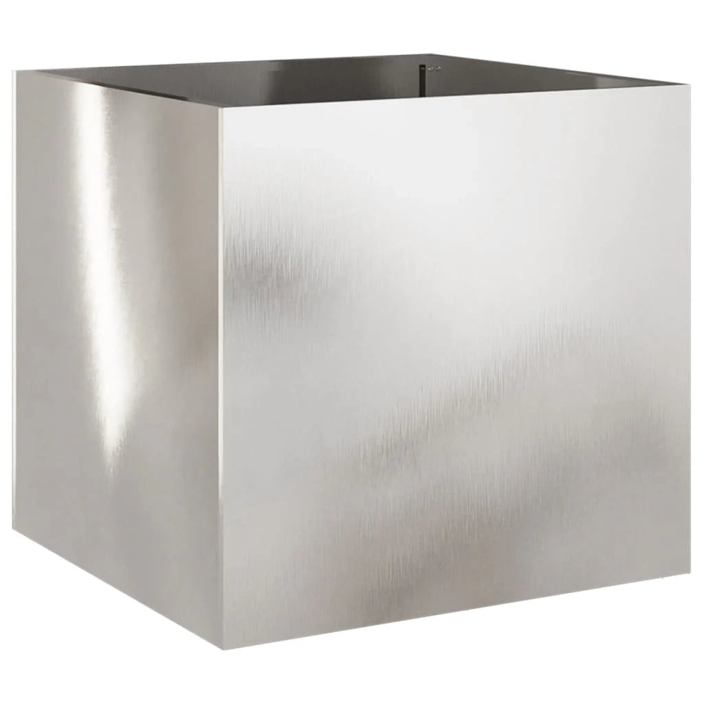 Fioriera/aiuola in acciaio inox argentato per piante fiori e patio/giardino 49 x 47 x 46 cm argento 02_0038071