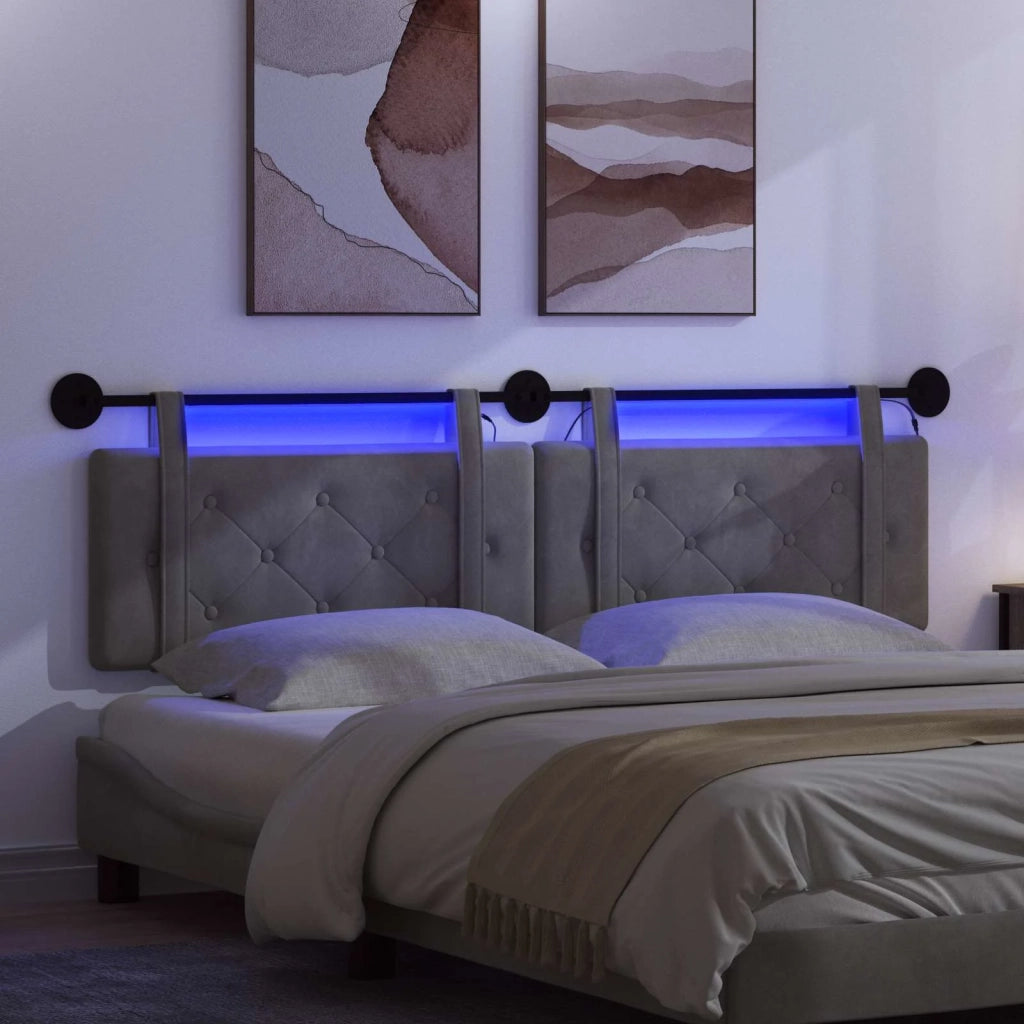 Testiera | Testata sospesa Con luce LED Grigio Scuro Velluto