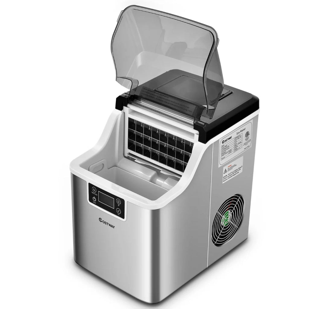 Fabbricatore di ghiaccio 25 x 36 x 38 cm capacità 18 kg al giorno autopulente stile contemporaneo acciaio inox argento 20_0012622