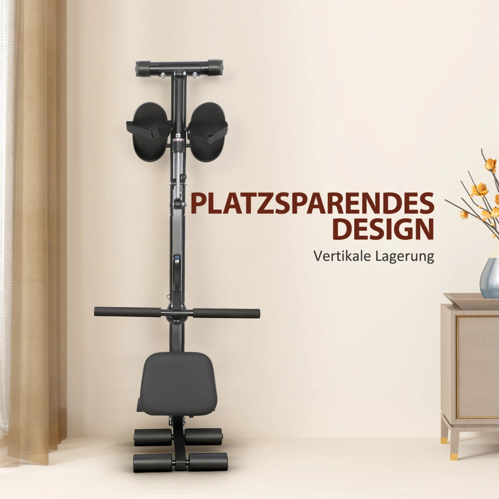 Vogatore con Panca per Addominali ¨C Xylo ¨C 12 Livelli Regolabili, Display LCD, Acciaio e Plastica, Nero