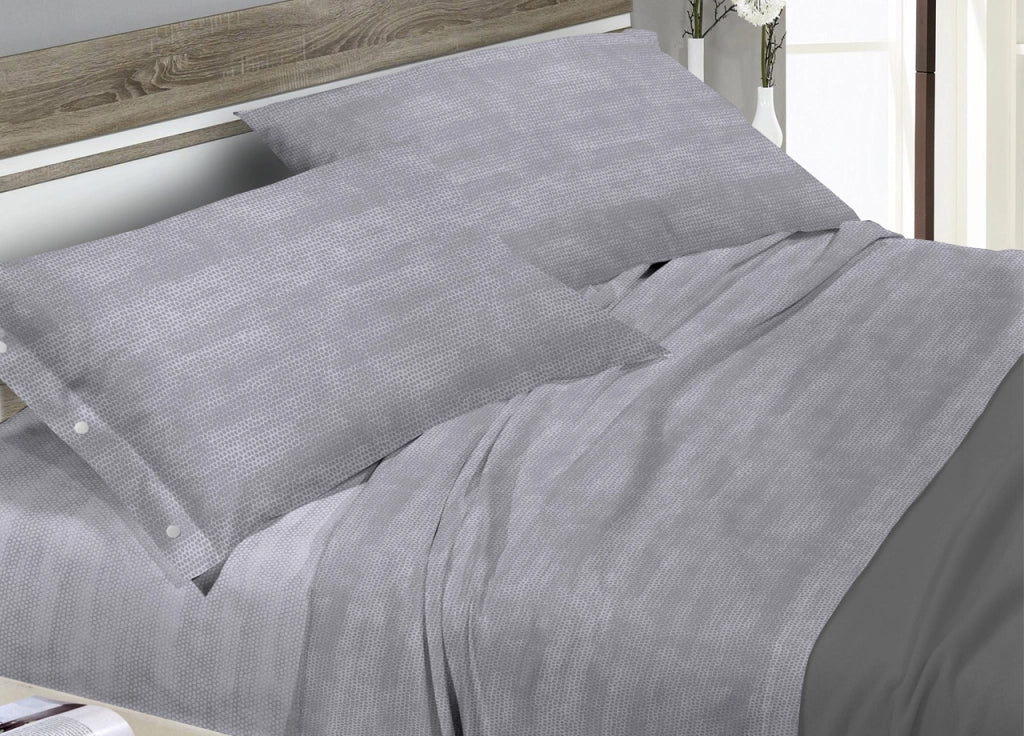 Completo Lenzuola Letto In 100% Cotone Fantasia Bon Bon - Singolo - Grigio