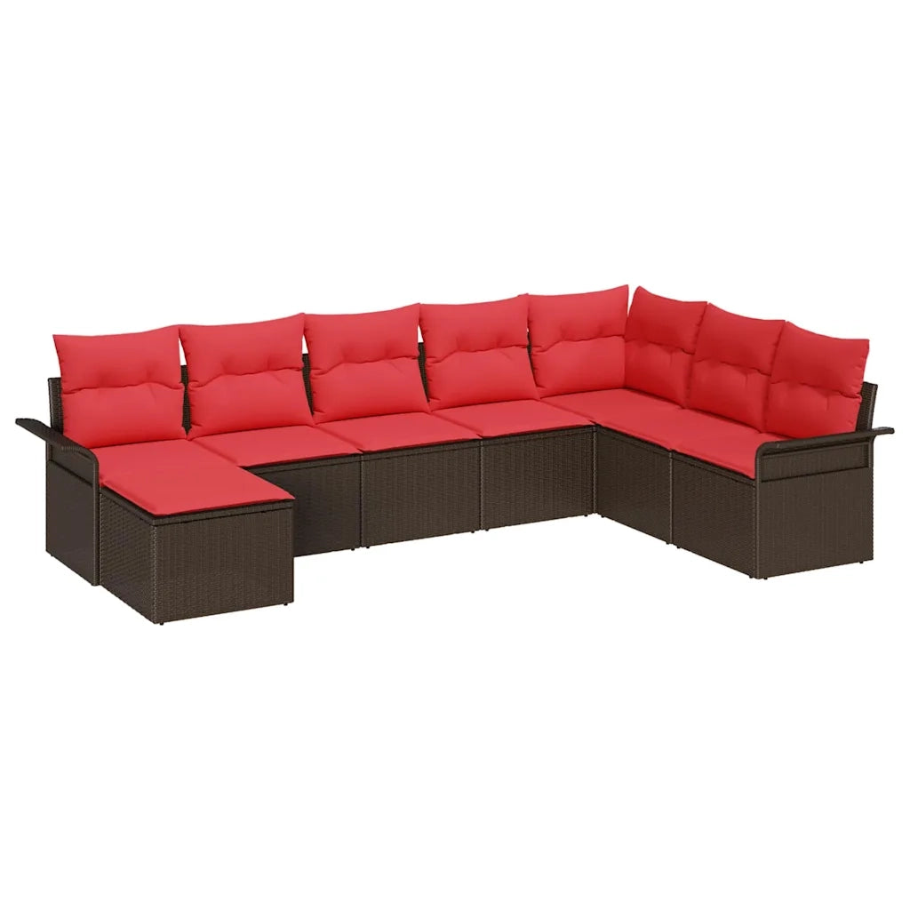 Set Divano da Giardino con cuscino 8 pcs Marrone polyrattan