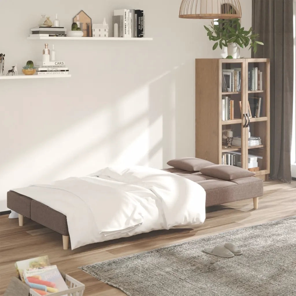 Divano Letto a 2 Posti con 2 Cuscini Tortora in Tessutocod mxl 87462