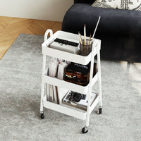 Carrello da Cucina Multiuso a 3 Livelli 42,4x29,8x74,5H cm con Ruote e Freno Bianco