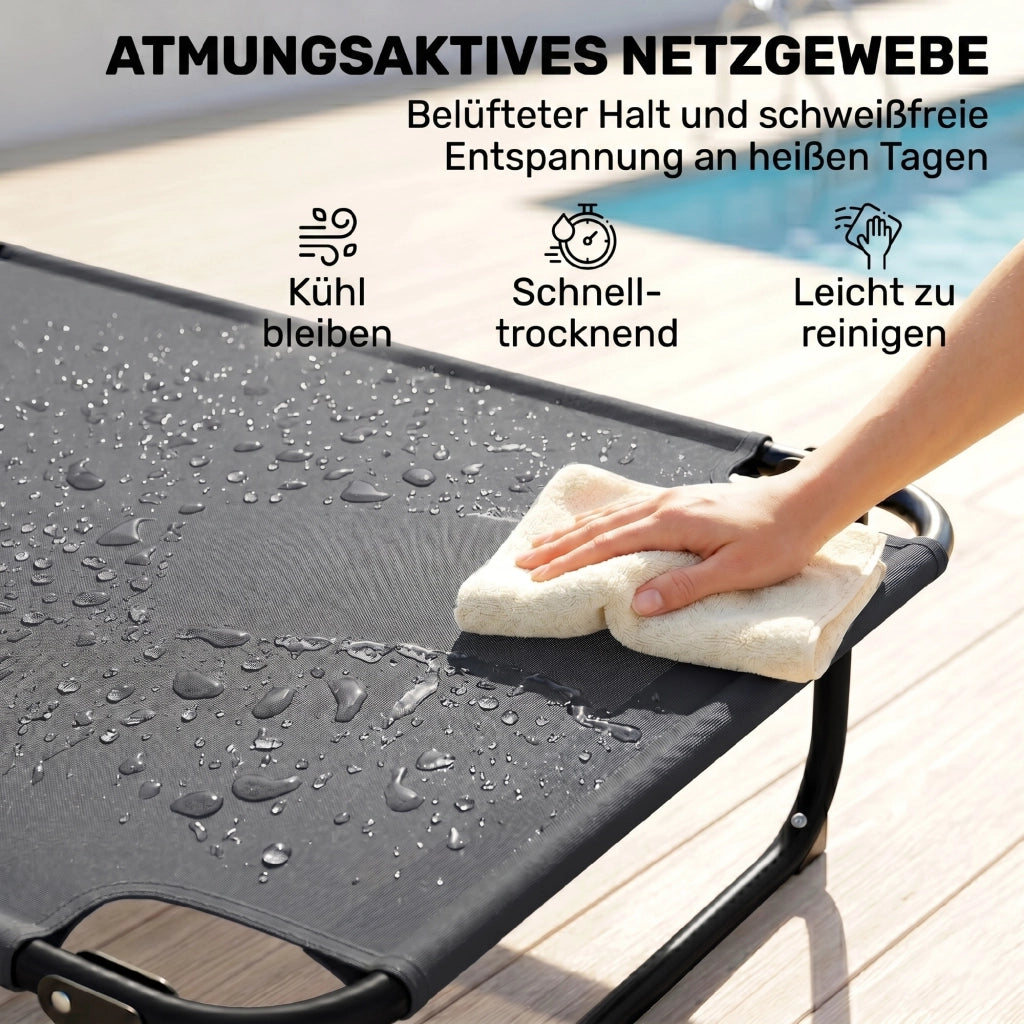 Lettino da giardino ¨C zephmum ¨C nero grigio 194x72 cm