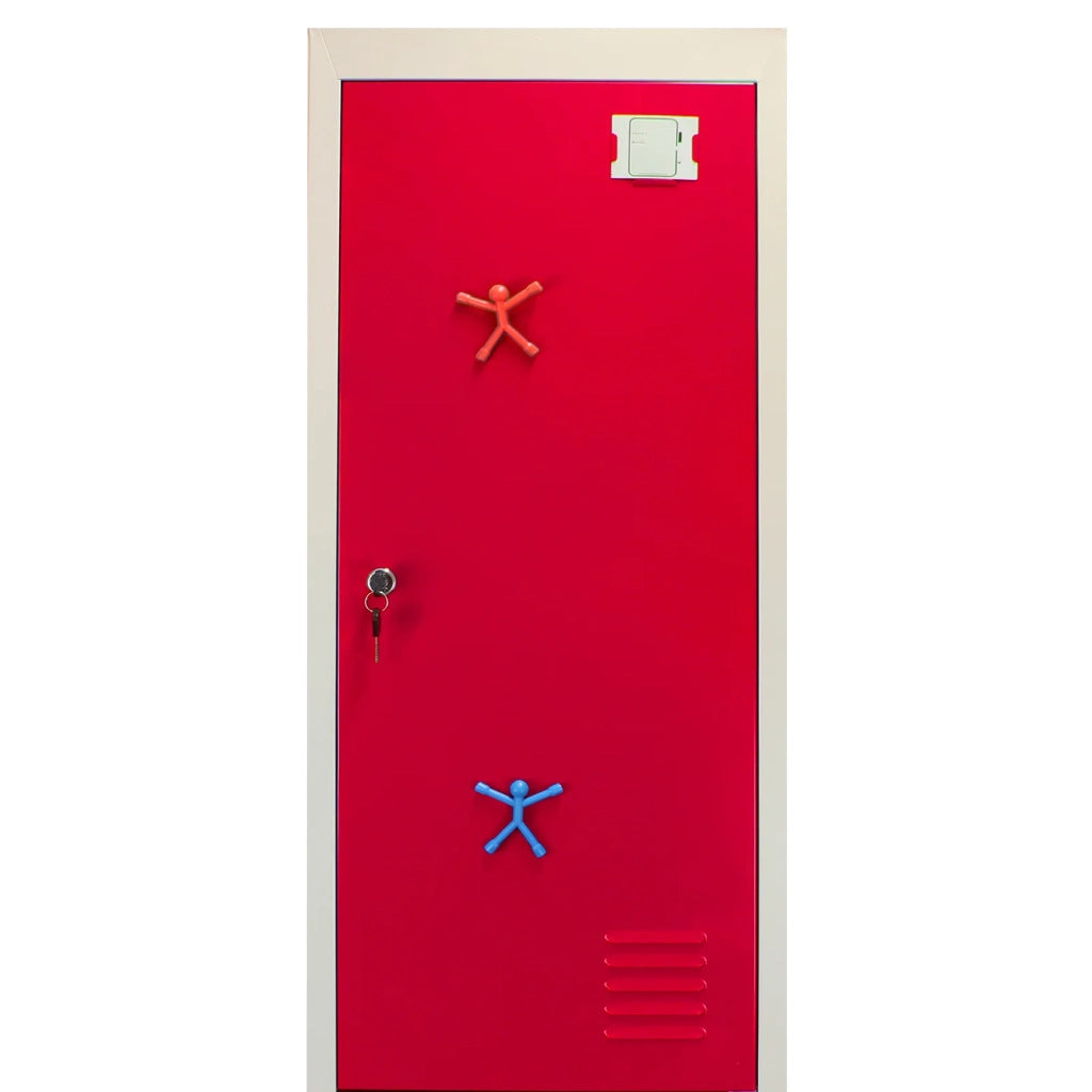 Armadietto da Montare con 2 Porte Rosse Acciaio per Scuole Palestre Spogliatoi