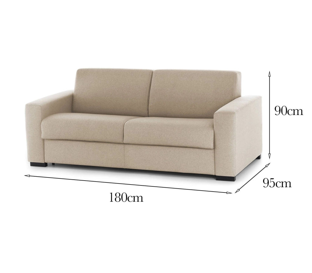 Divano fisso Azzurrite, Divano a 2 posti, 100% Made in Italy, SofÒ  Soggiorno in tessuto imbottito, con Braccioli standard, Cm 180x95h90, Beige
