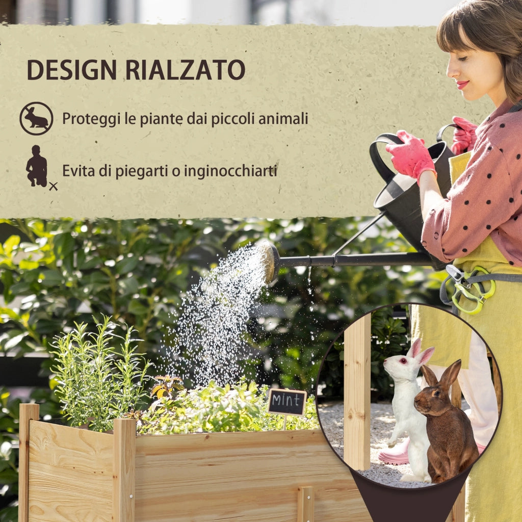 Orto Rialzato in Legno di Abete con Sacca ¨C zephmum ¨C 115x55x80 cm