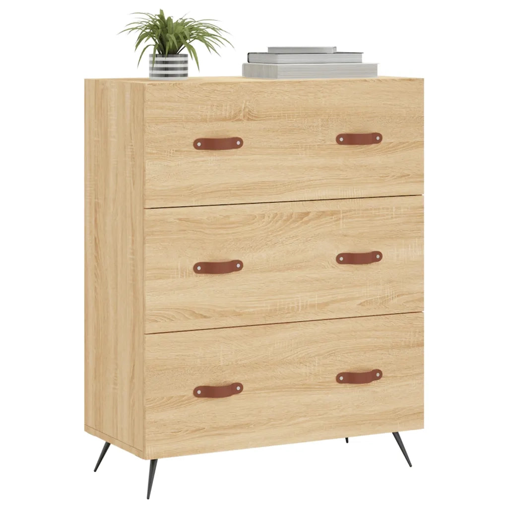 vidaXL Cassettiera Rovere Sonoma 69,5x34x90 cm in Legno Multistrato