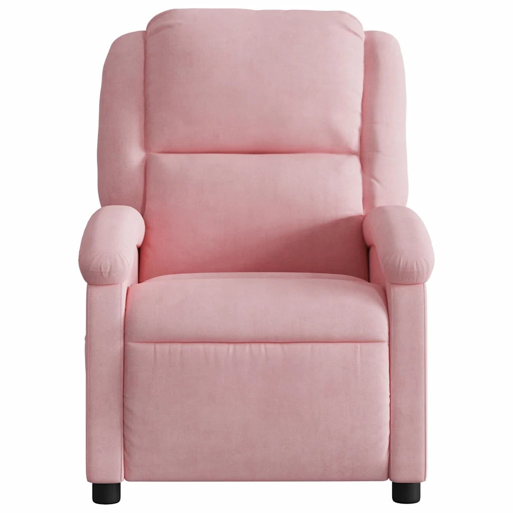 Poltrona Elettrica Reclinabile Massaggio in Velluto Rosa 3204282