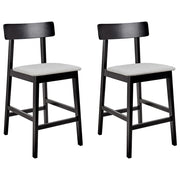 Set di 2 sedie da bar con seduta in legno di gomma nero e grigio e poliestere, stile tradizionale retrò, per cucina e sala da pranzo