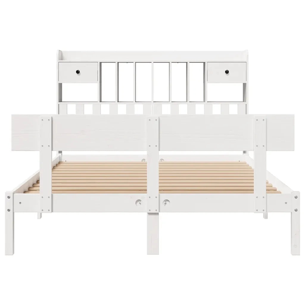 Letto Libreria senza Materasso Bianco 160x200 cm Legno di Pino 3321839
